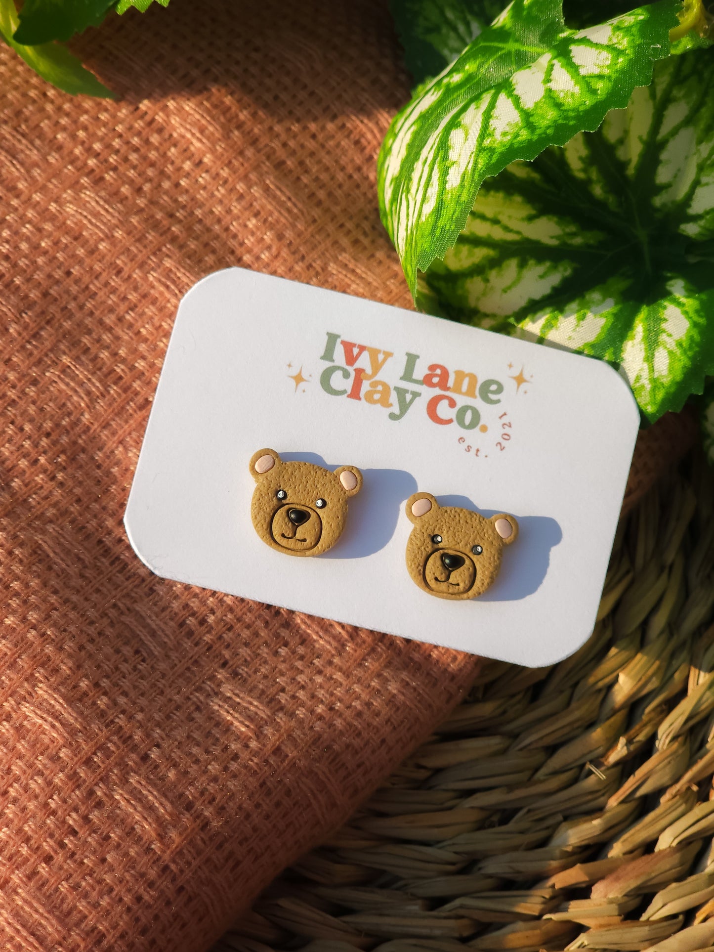 Brown Bear - Stud Earrings