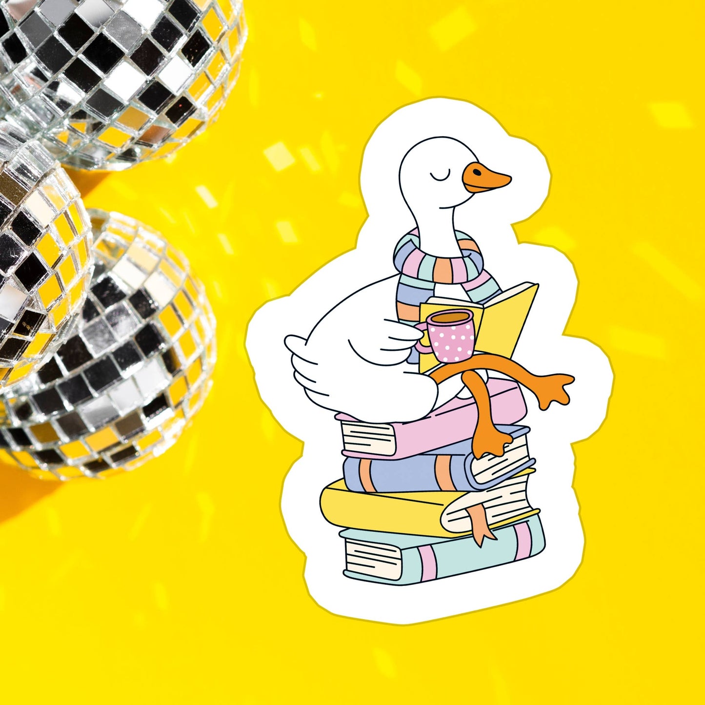 Cozy Bookish Goose | Waterproof Vinyl Sticker