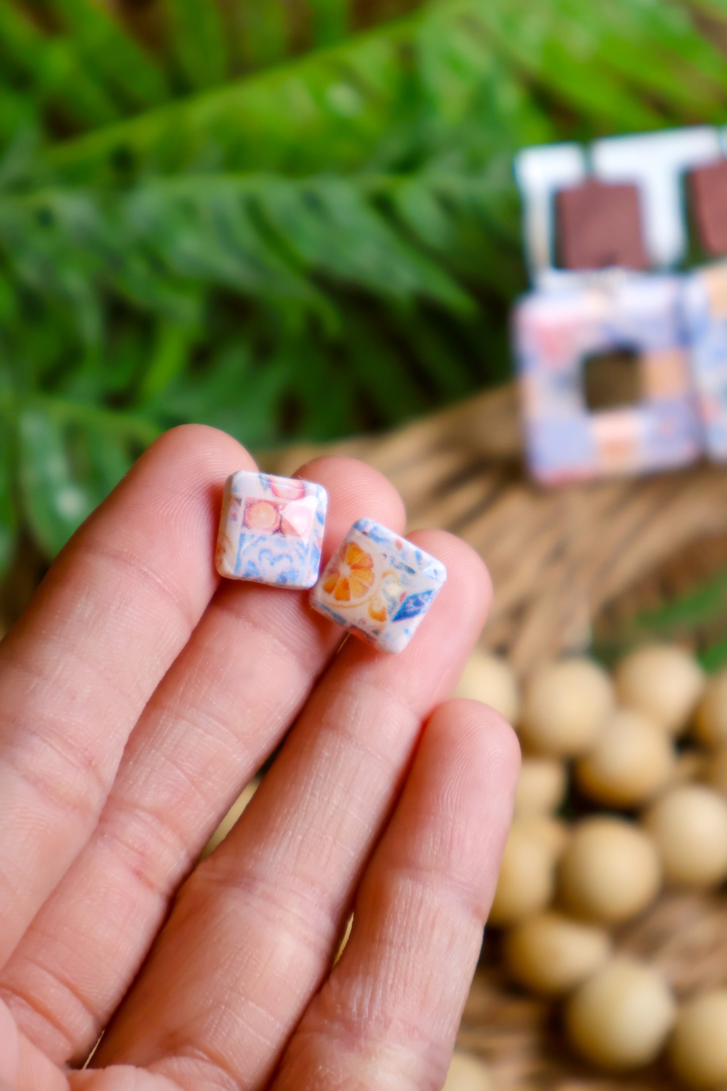 Square Stud Earrings | Citrus Tile Edition