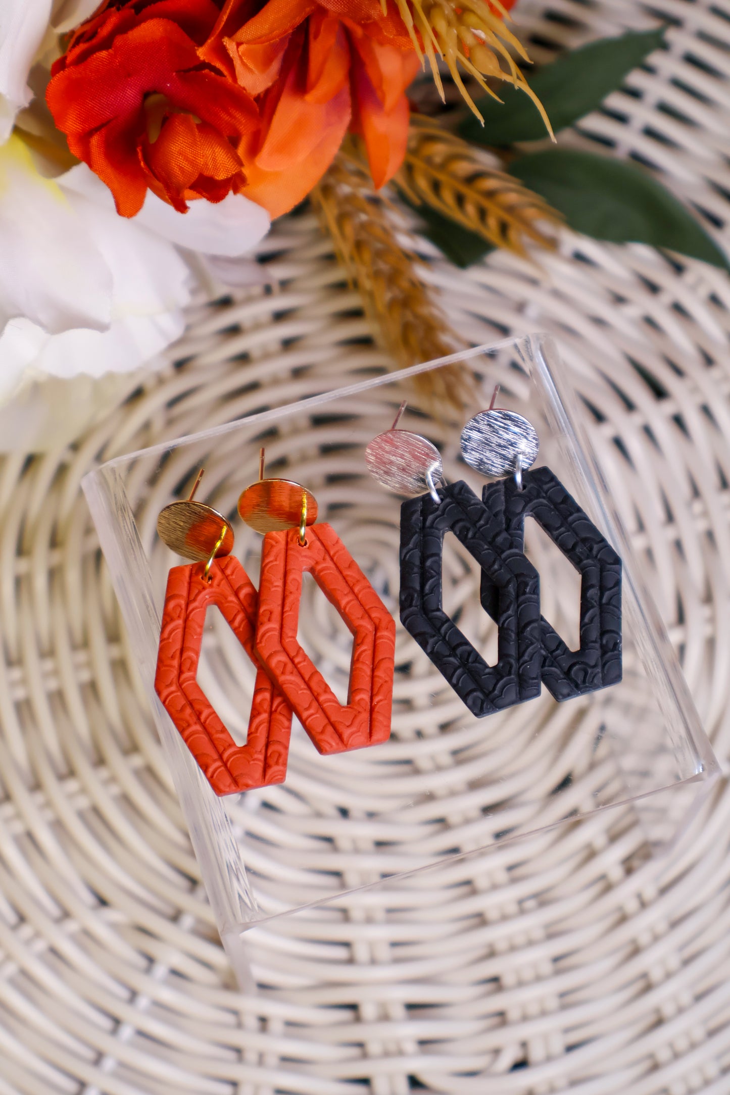 Katherine | Embossed Rhombus Earrings