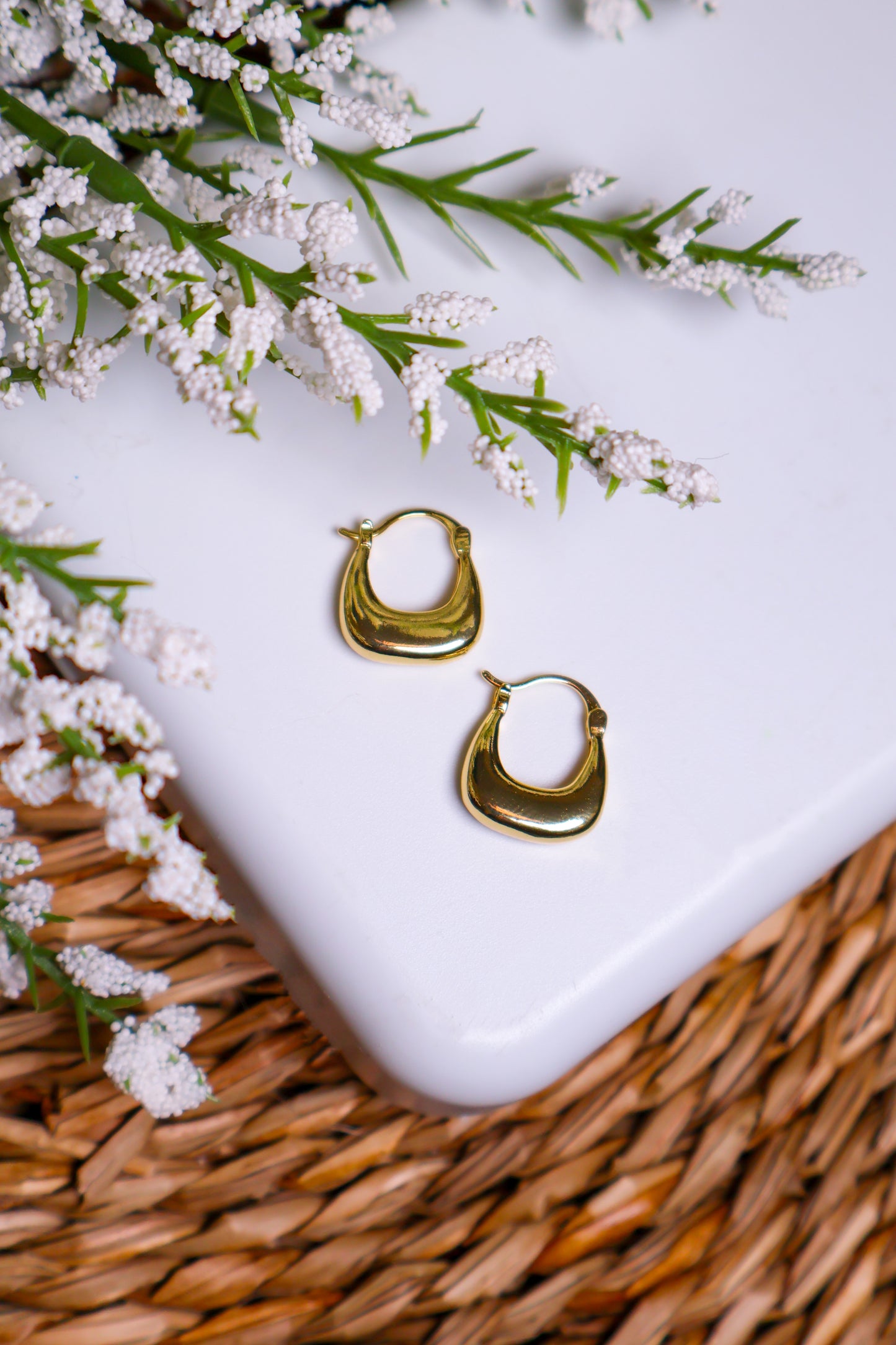 24K Gold Filled Square Dome Hoop Earrings