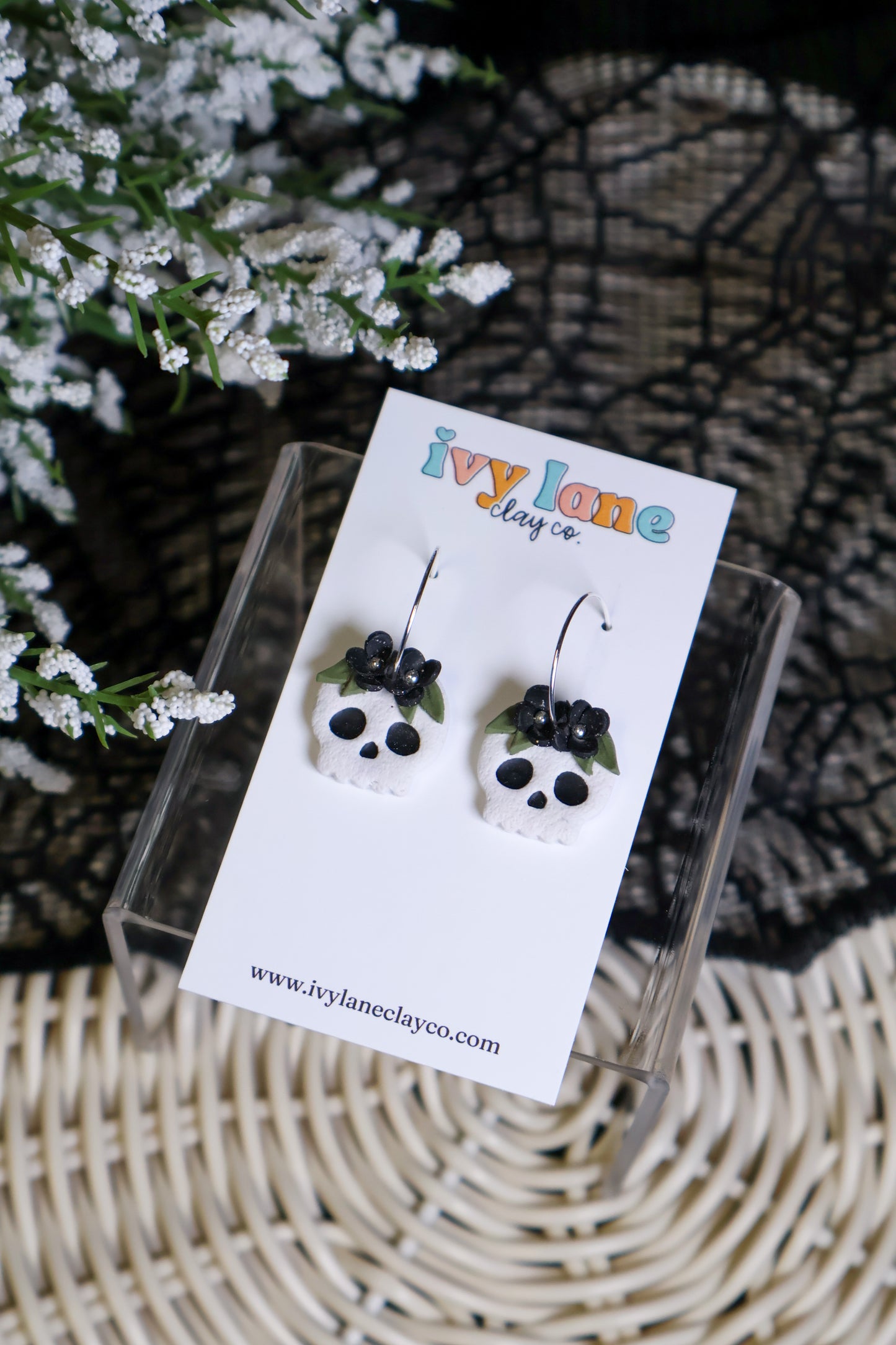Floral Skull Dangles