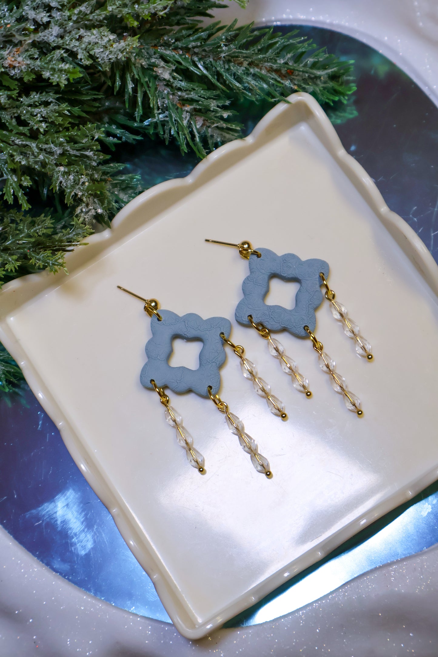 Gwyndolyn | Scalloped Diamond Beaded Dangles