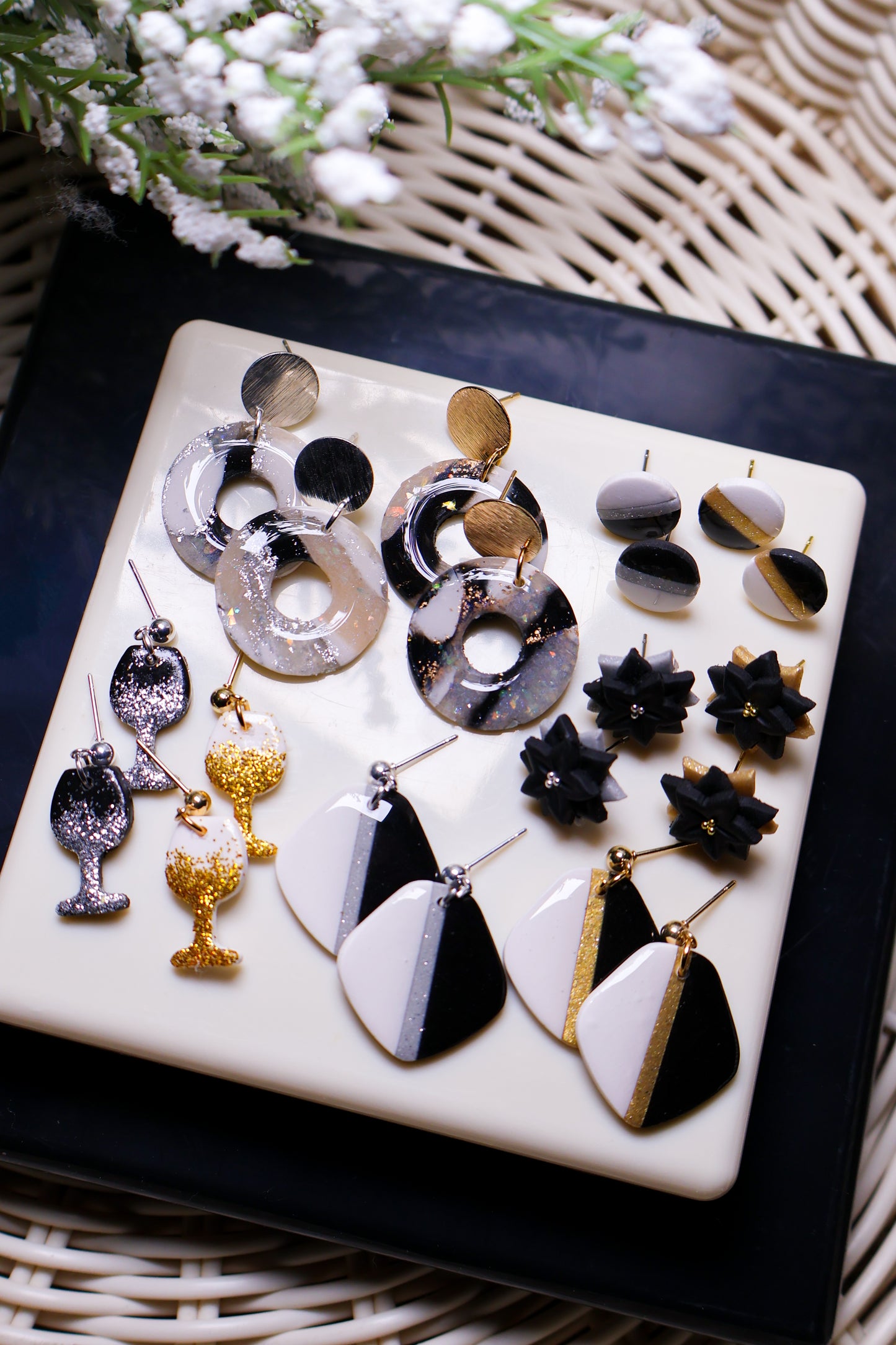 NYE Glitter Poinsettia Stud Earrings