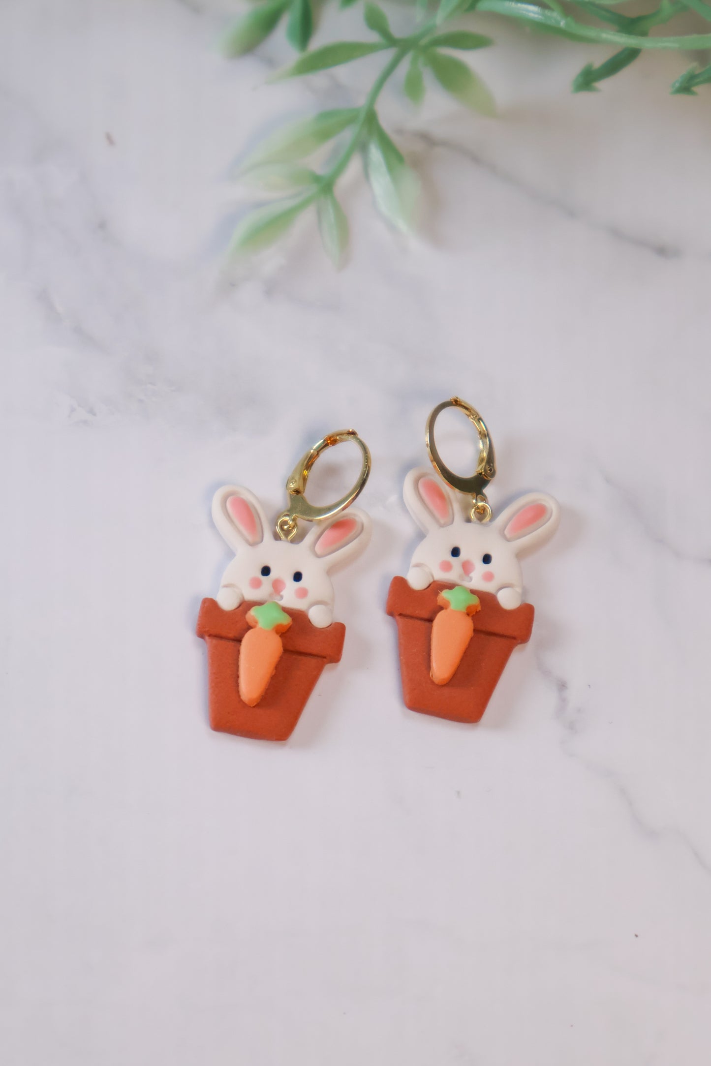 Flower Pot Bunny Earrings