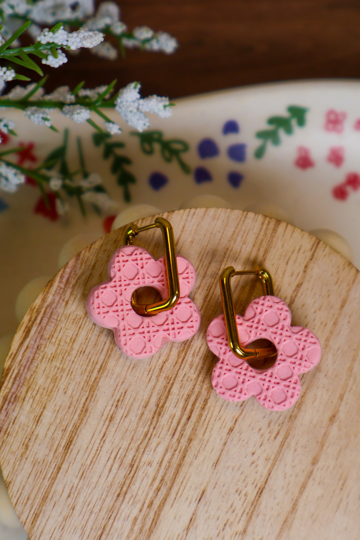 Reversable Double Sided Flower Click Hoops