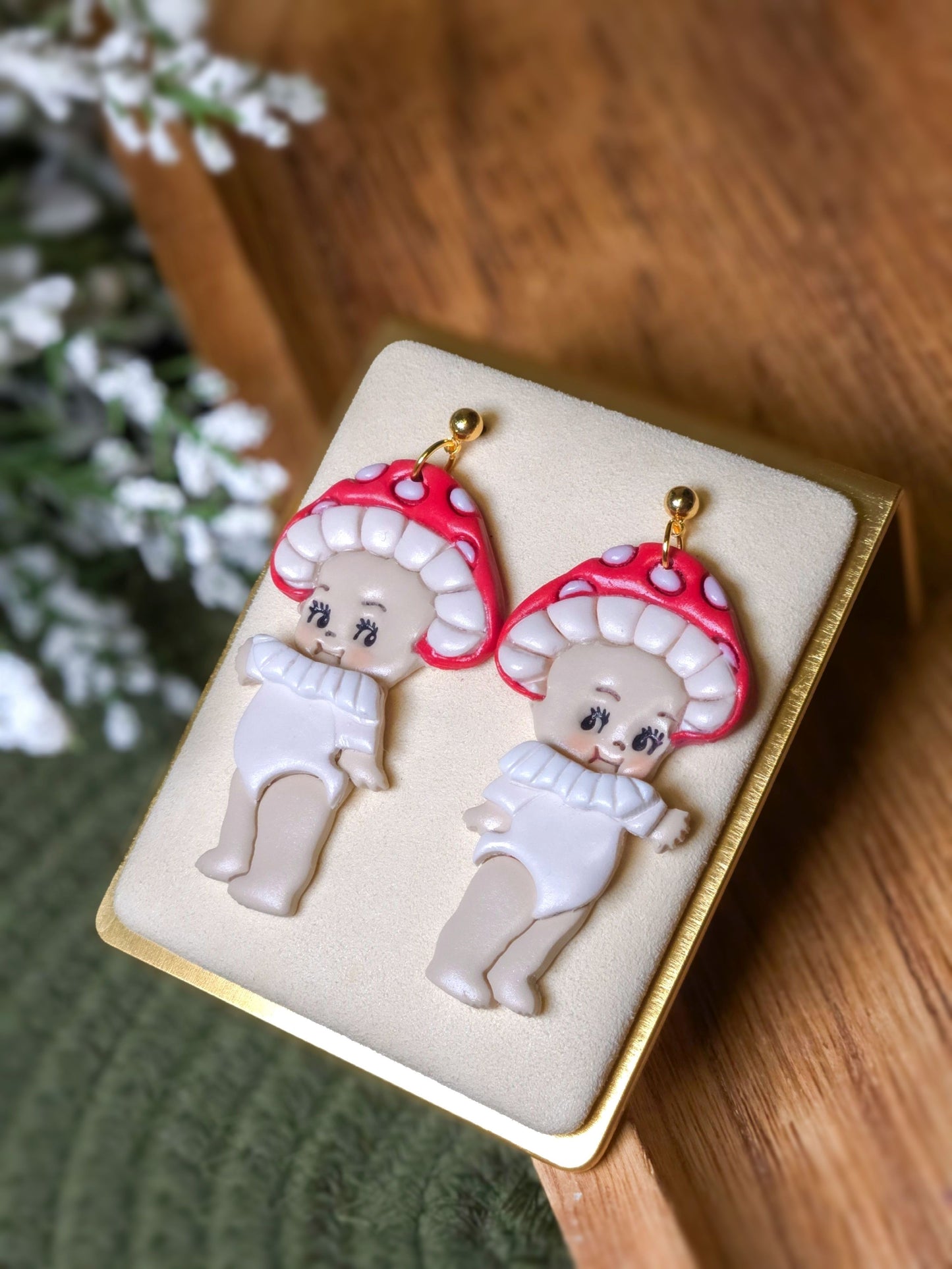 Kewpie Earrings | Mushroom Costume