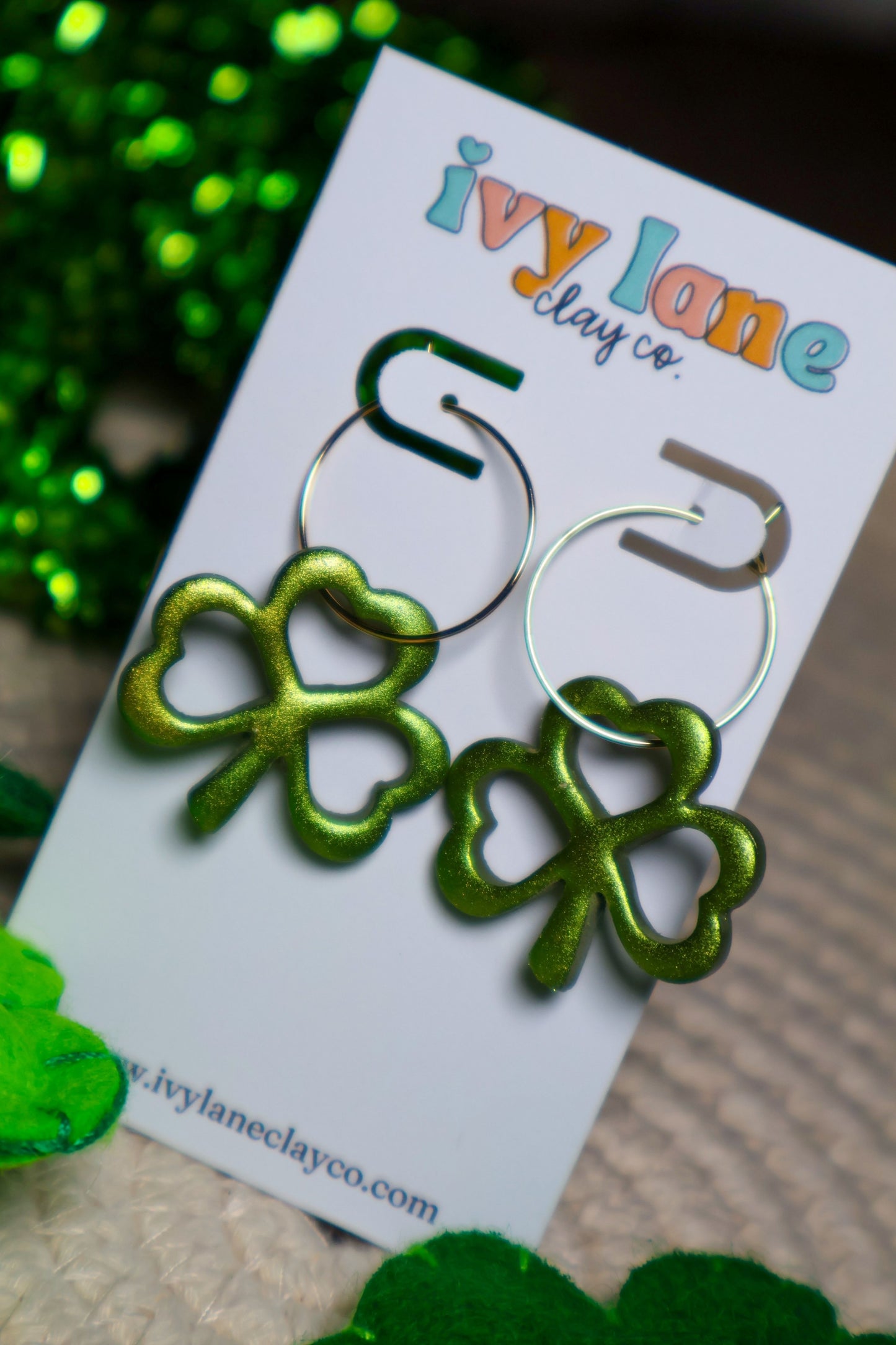 Shimmering Shamrock Hoops
