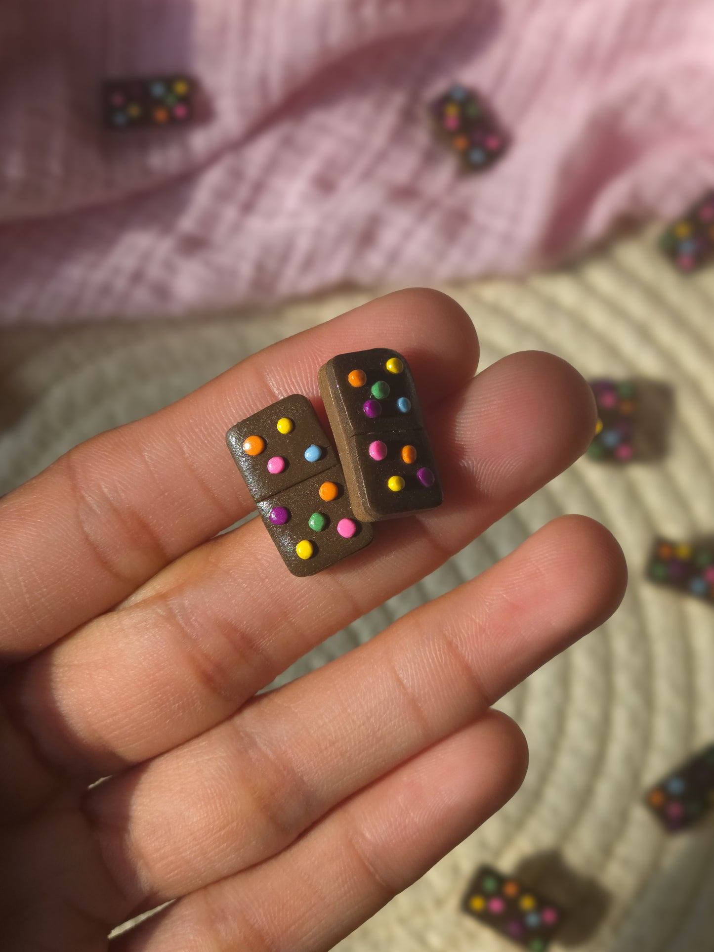 Rainbow Sprinkle Brownie Stud Earrings