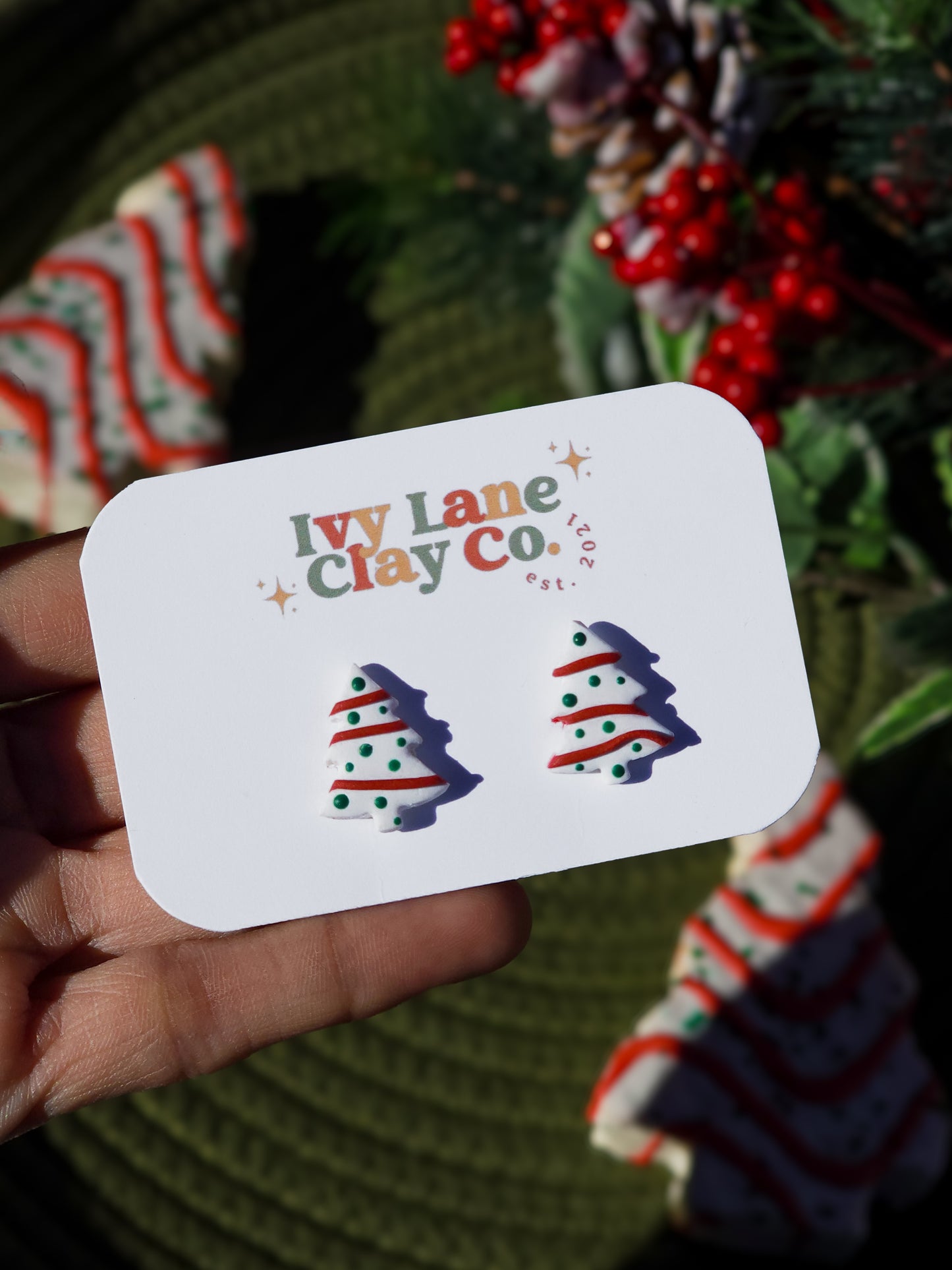 Striped Christmas Tree - Stud Earrings