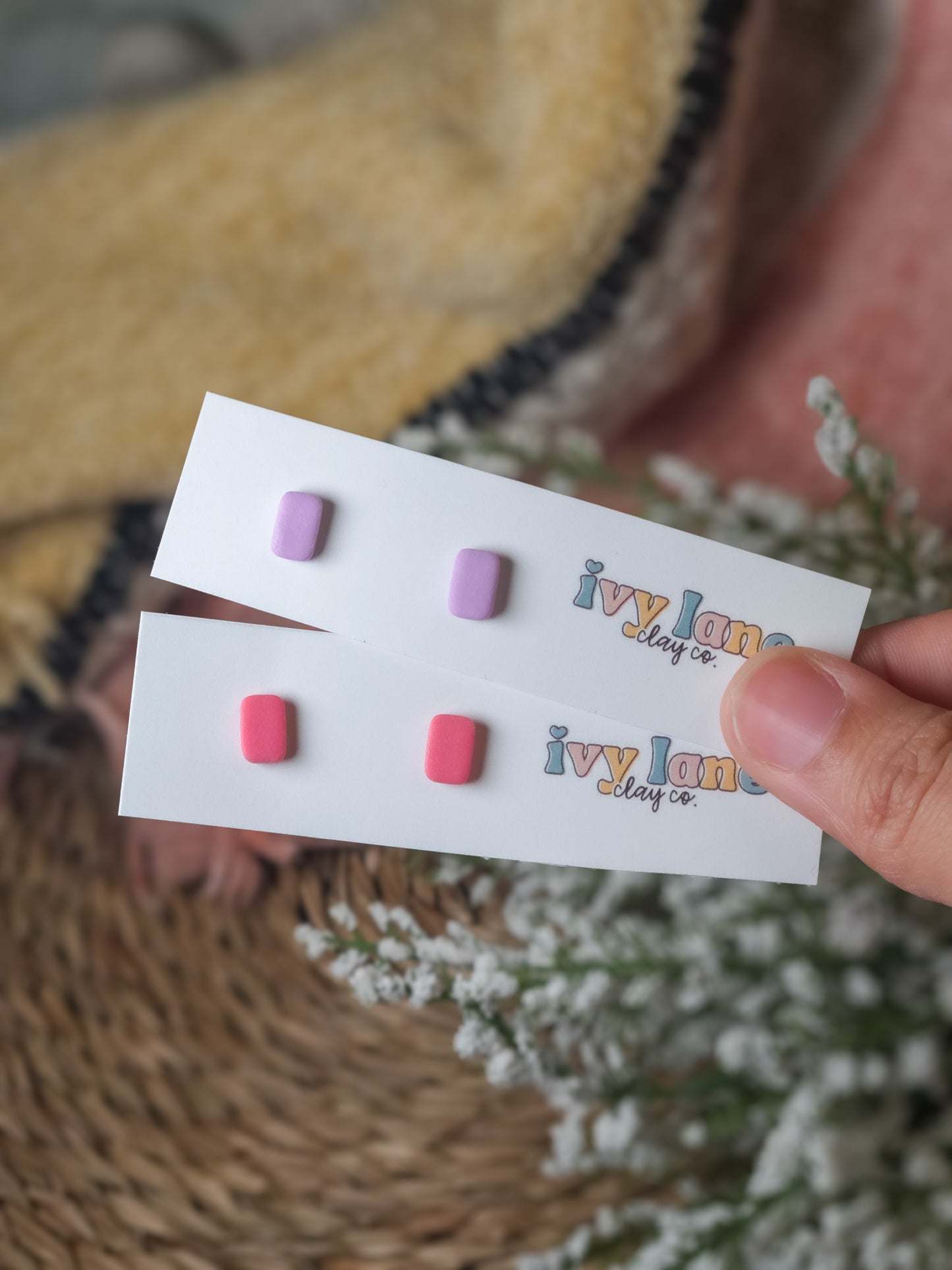 Mini Rectangle Stud Earrings