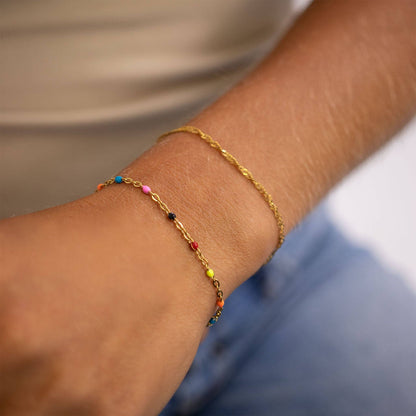 18K Gold PVD Stainless Steel Muti Color Confetti Bracelet