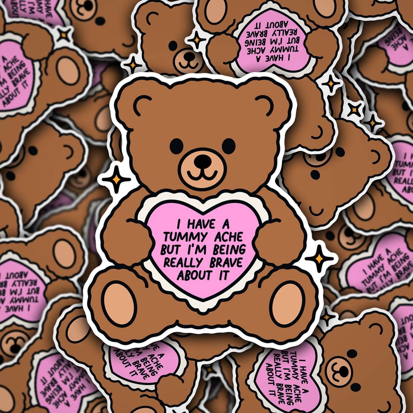 "I Have A Tummy Ache" Teddy Bear | Waterproof Vinyl Sticker