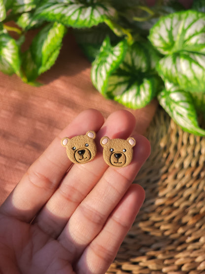 Brown Bear - Stud Earrings