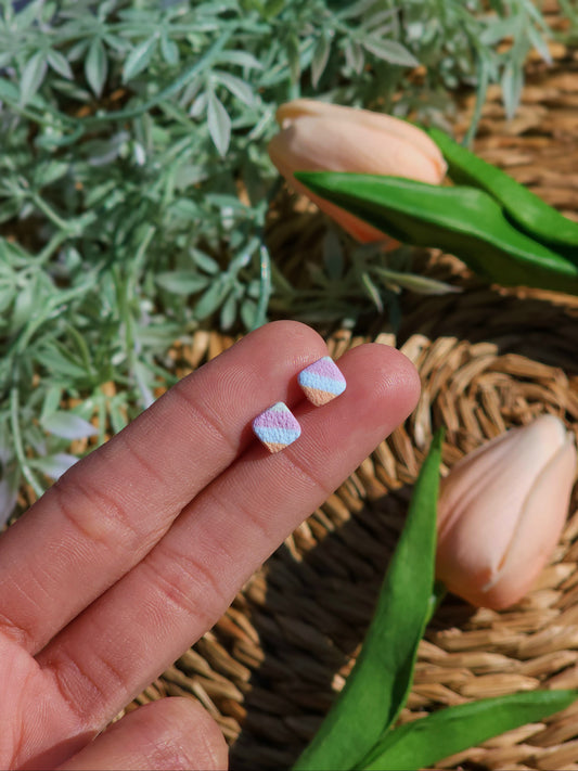 Mini Rhombus Stud Earrings - Spring Stripes