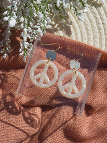 Opal Peace Sign Earrings