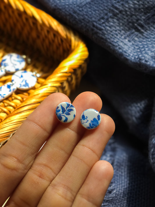 Chinoiserie Pattern Stud Earrings