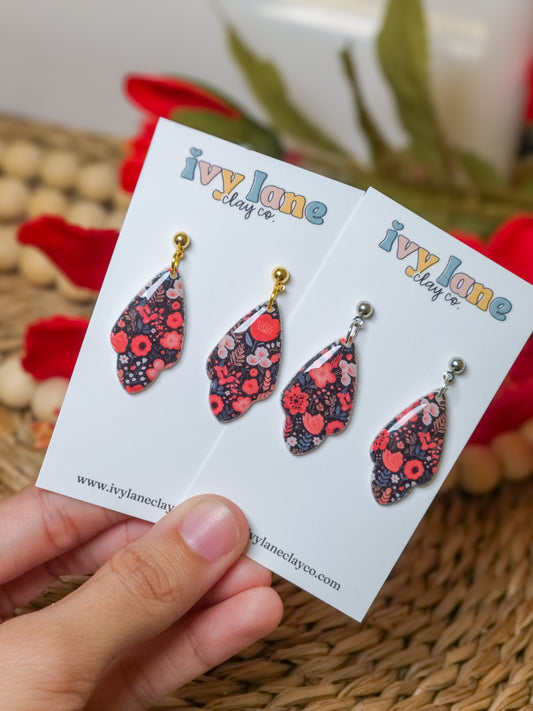 Dark Floral Dangles