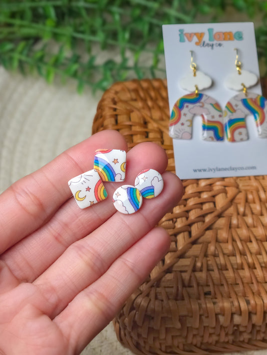 Rainbows & Clouds Stud Earrings