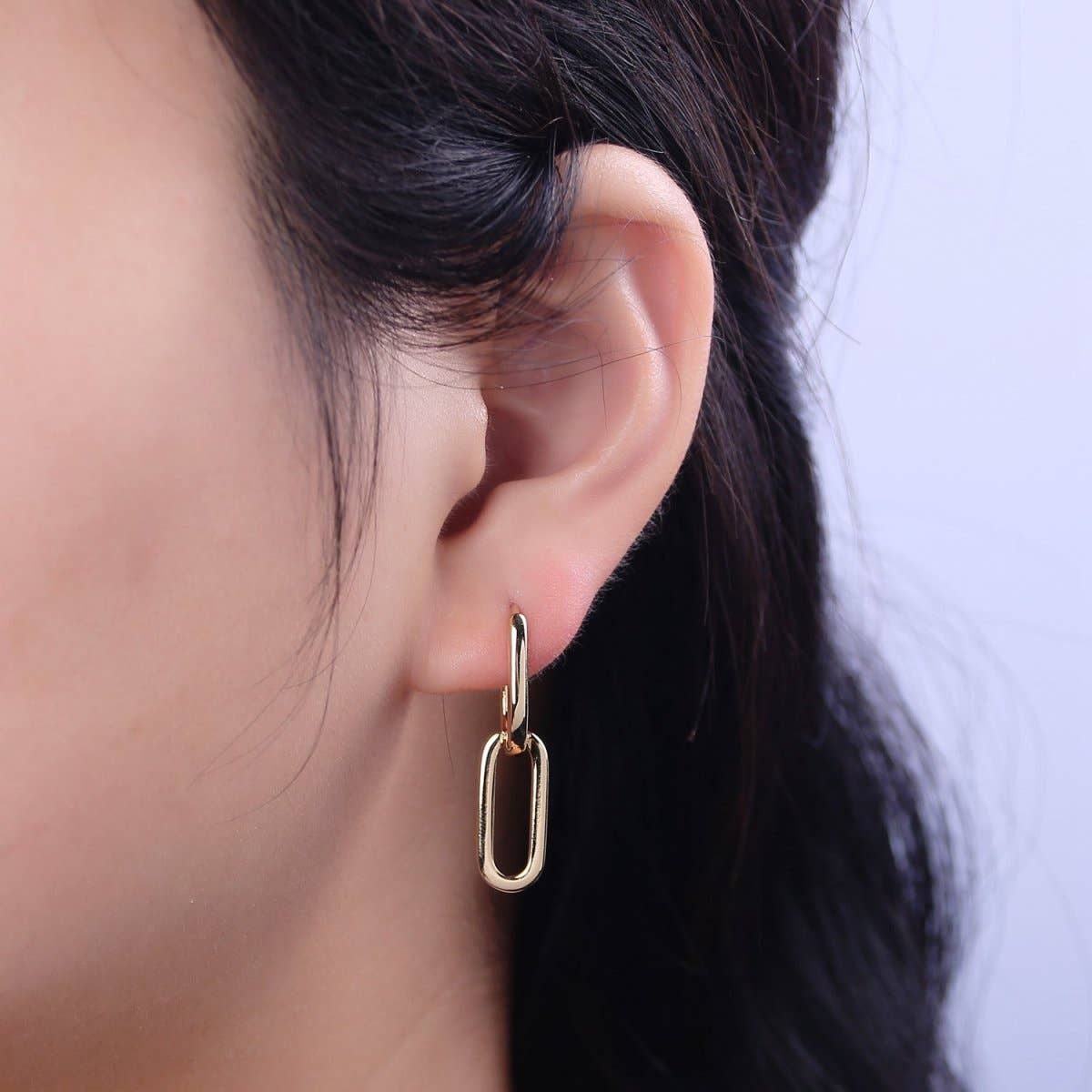 14K Gold Filled Oval Chain Link Huggies