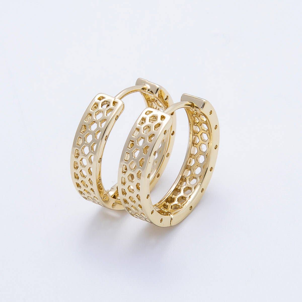 14K Gold Filled Round Filigree Huggies