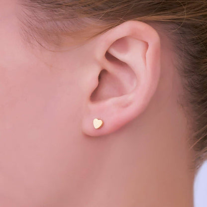 16K Gold Filled Dainty Heart Stud Earrings