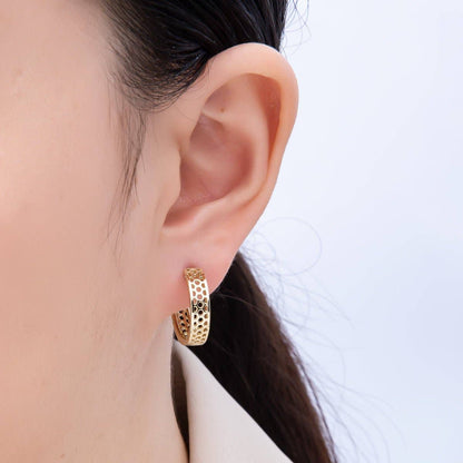 14K Gold Filled Round Filigree Huggies