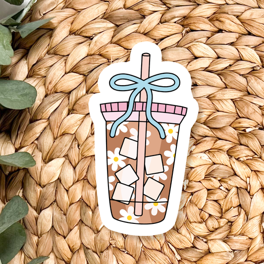 Cutesie Iced Coffee Cup | Waterproof Vinyl Sticker
