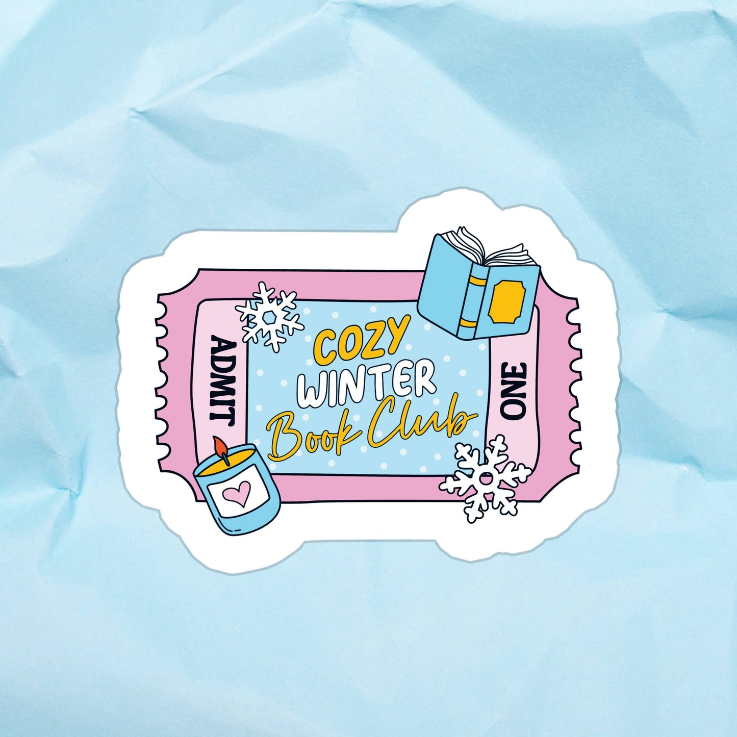Cozy Winter Book Club Ticket | Waterproof Vinyl Sticker