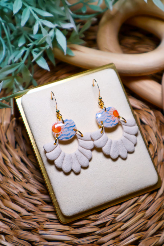 Isla | Sun & Waves Scalloped Fan Dangles