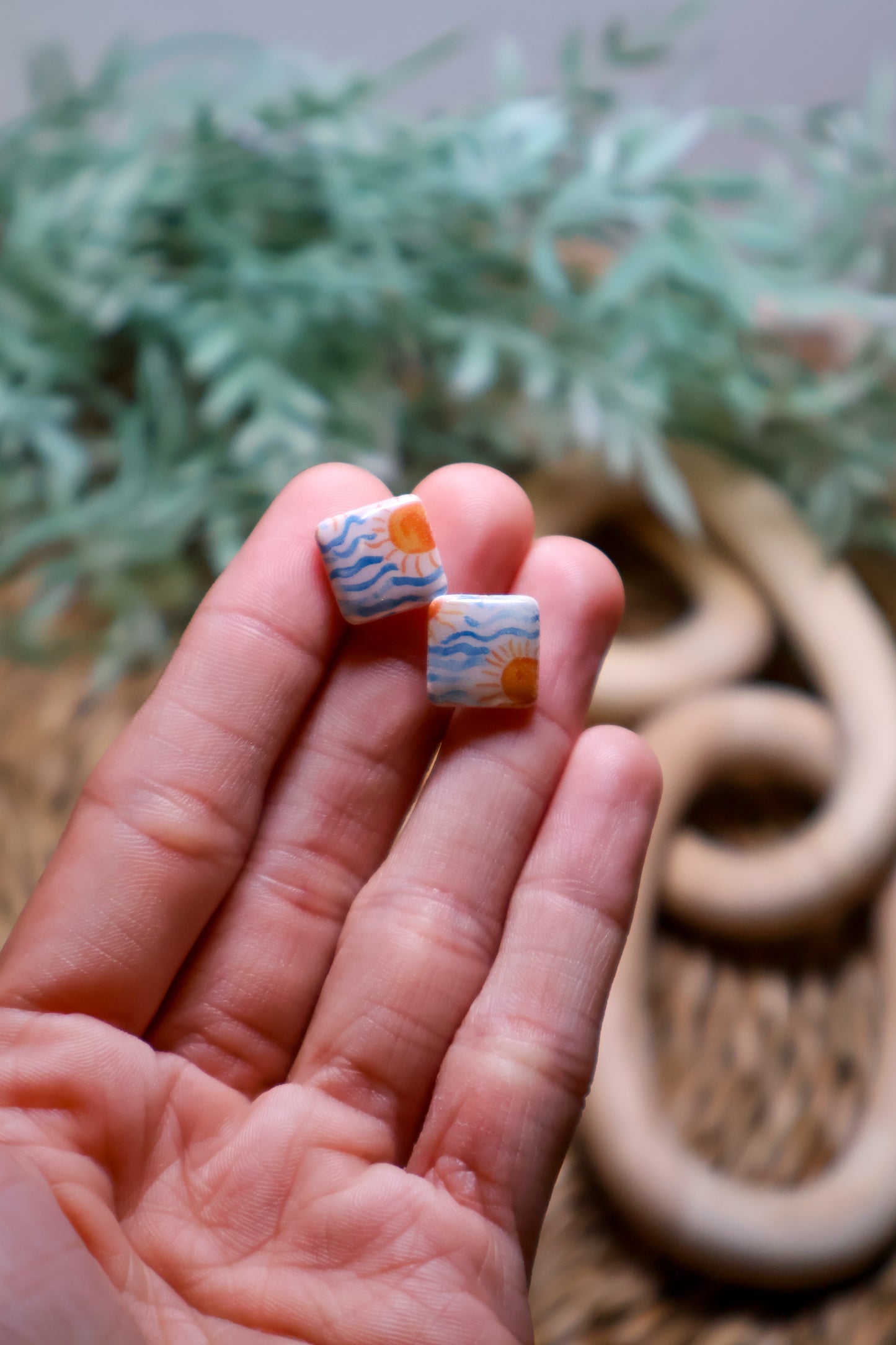 Sun & Waves Stud Earrings