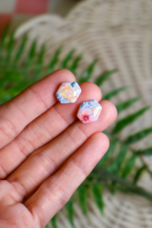 Hexagon Stud Earrings | Citrus Tile Edition