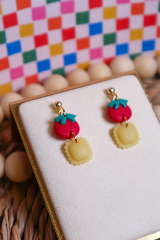 Tomato Ravioli Earrings