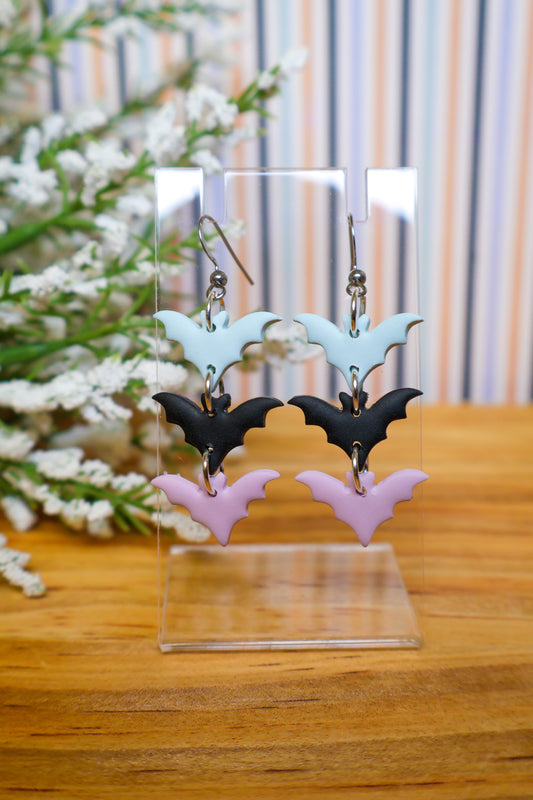 Pastel Bat Trio Earrings