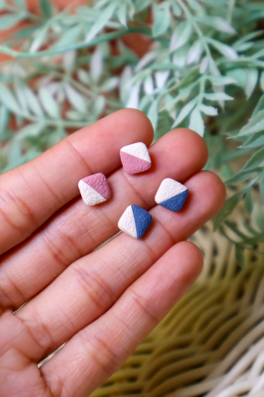 Color-block Square Stud Earrings