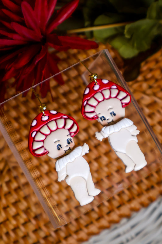 Kewpie Earrings | Mushroom Costume