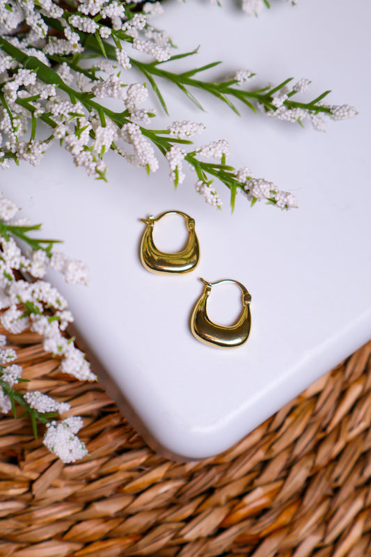 24K Gold Filled Square Dome Hoop Earrings