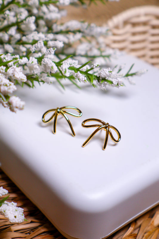14K Gold Filled Ribbon / Bow Stud Earrings