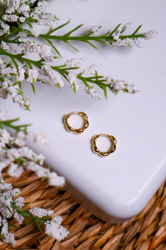 14K Gold Filled Dainty Bubble Huggie Hoops