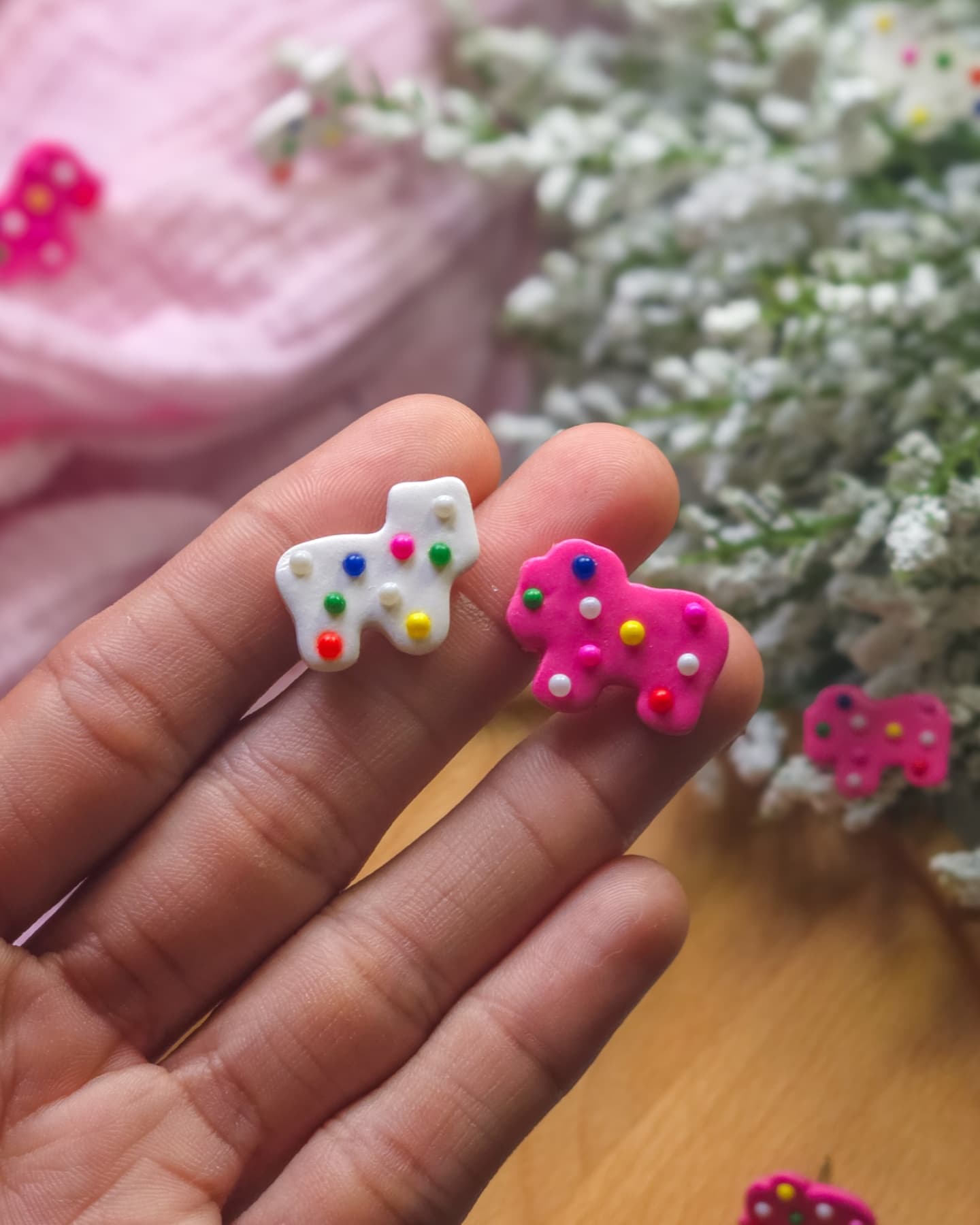 Frosted Animal Cookie Stud Earrings