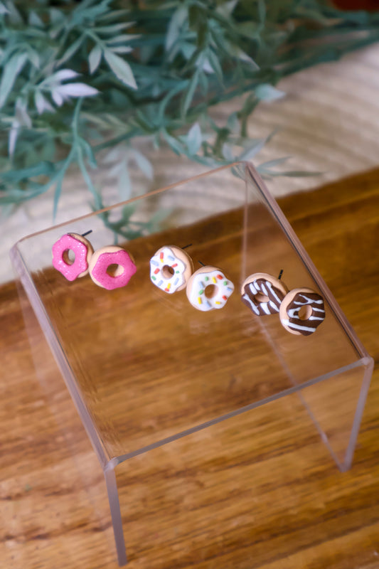 Frosted Donut Stud Earrings