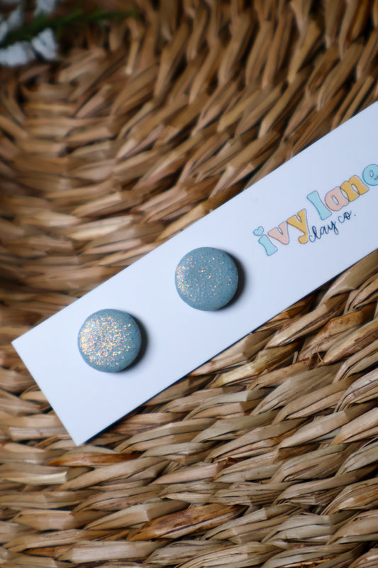 Frosty Glitter Round Stud Earrings