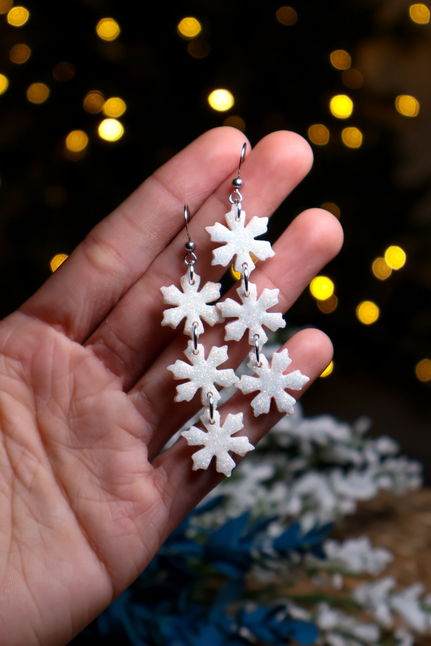 Glitter Snowflake Dangles