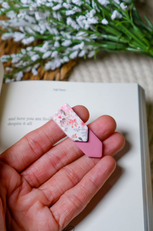 Mini Stacked Bookmark | Vintage Pink Floral