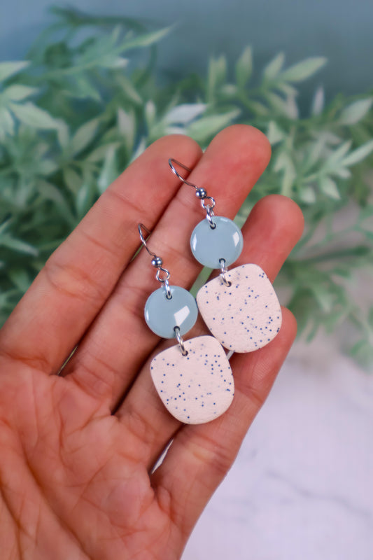 Robin 2.0 | Baby Blue & Faux Granite Speckled Dangles