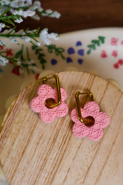 Reversable Double Sided Flower Click Hoops