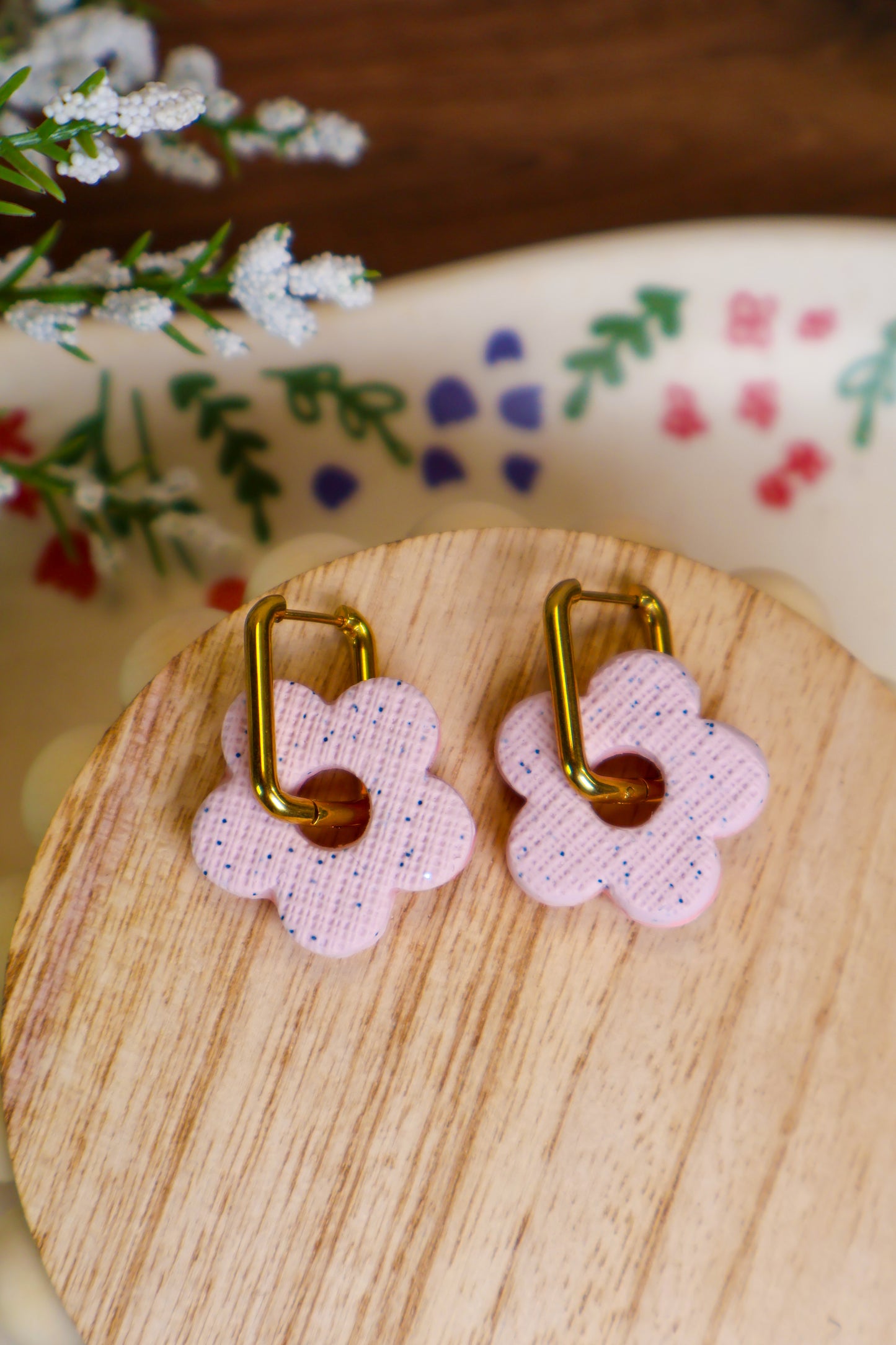 Reversable Double Sided Flower Click Hoops