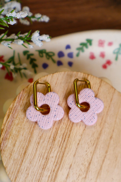 Reversable Double Sided Flower Click Hoops