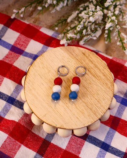 Red White & Blue Beaded Huggies