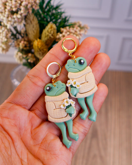 Floral Froggy Friend Earrings
